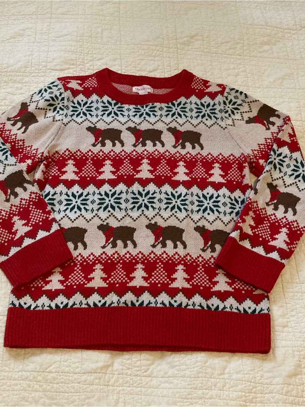 Holiday Fair Isle Style Christmas Sweater with Bears